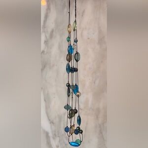 Multi-Blue Glass Bead Layered Necklace - Women Jewelry